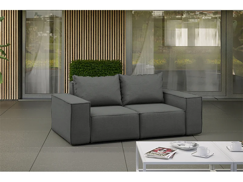 Gartenmöbel Sofa Zweisitzer SONNE, Stoff ARTIKEL, Grau