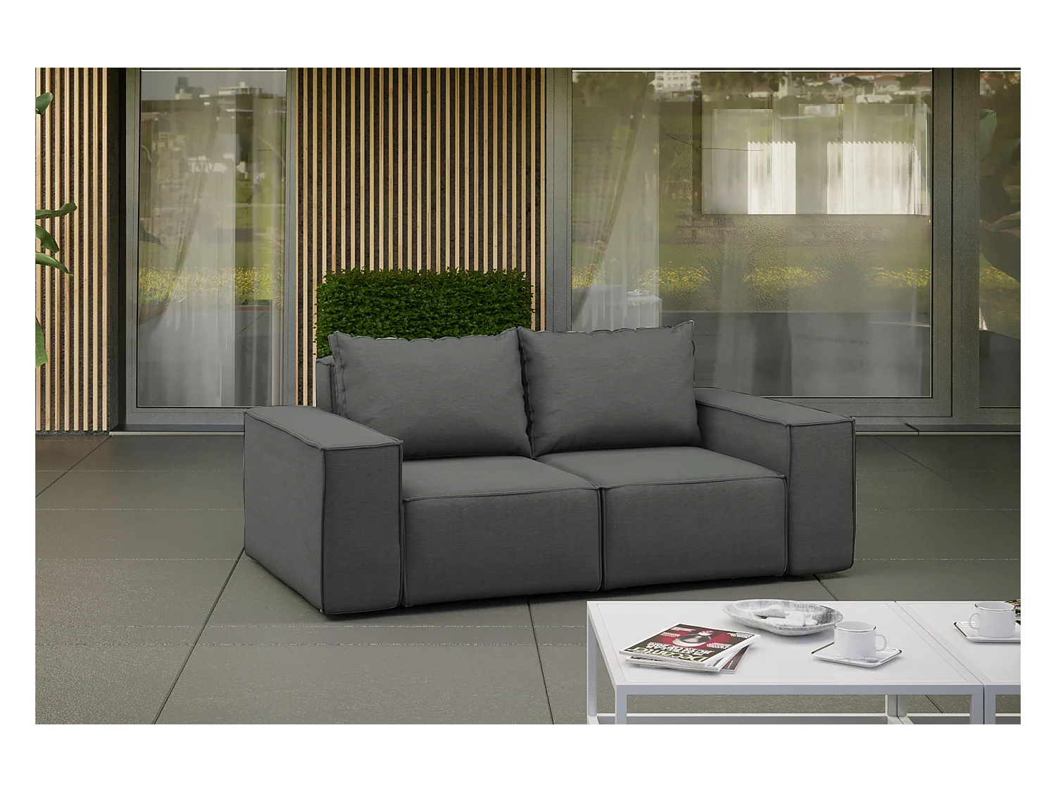 Gartenmöbel Sofa Zweisitzer SONNE, Stoff ARTIKEL, Grau