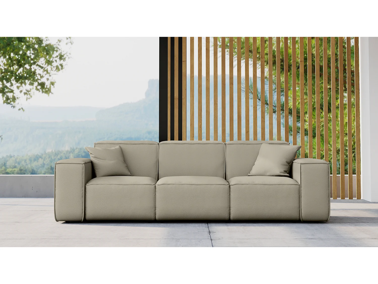 Tuinmeubelbank driezits MALIBU, stof ODYSSEY, donkerbeige