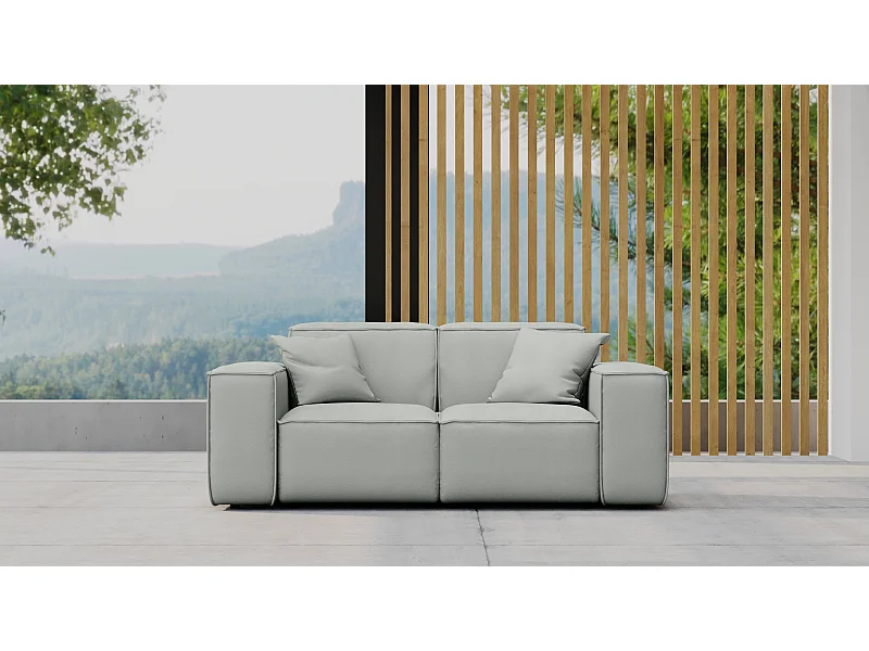 Tuinmeubelbank tweezits MALIBU, stof ODYSSEY, lichtgrijs