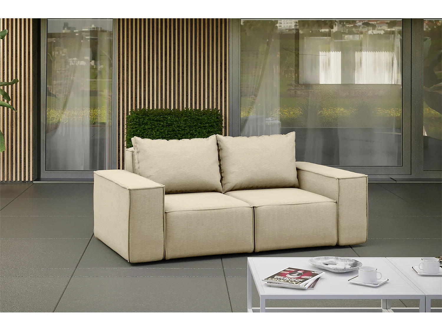 Tuinmeubelbank tweezits SONNE, stof ARTICLE, beige