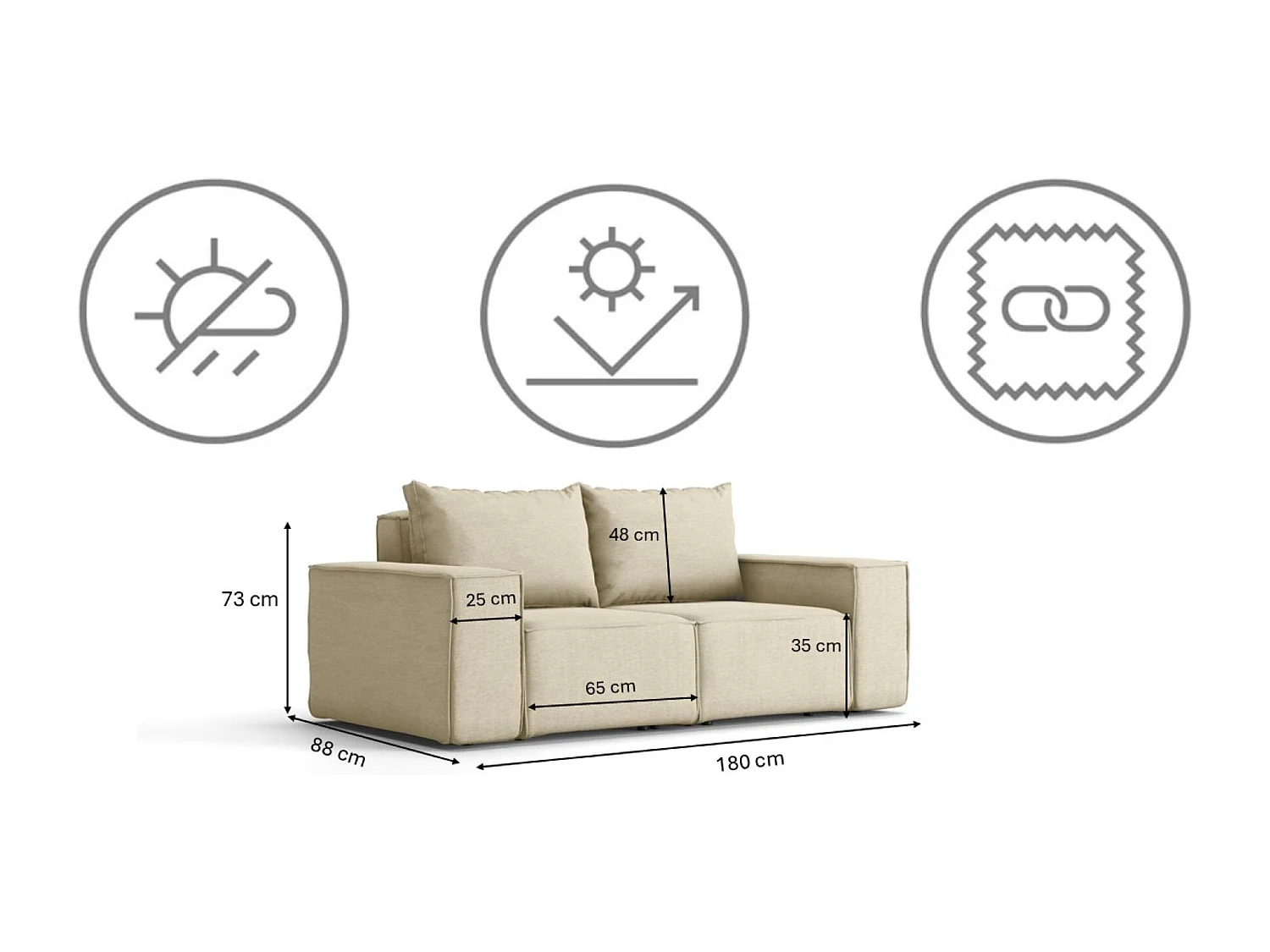 Tuinmeubelbank tweezits SONNE, stof ARTICLE, beige