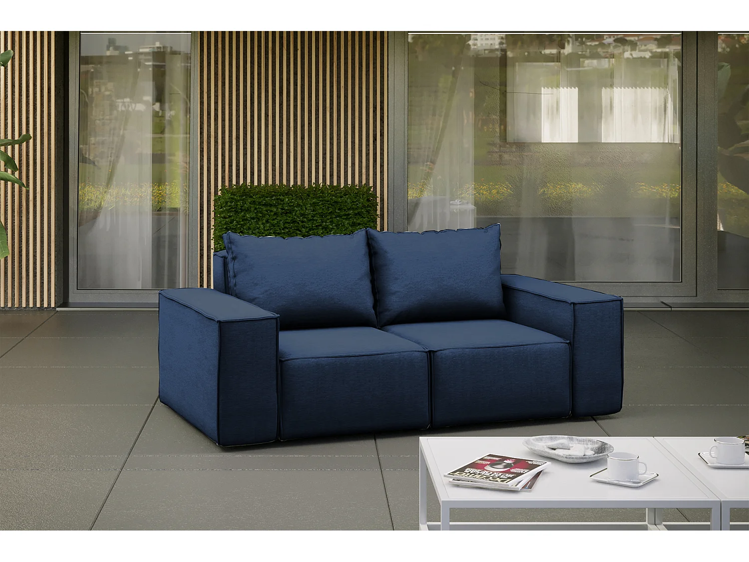 Tuinmeubelbank tweezits SONNE, stof ARTICLE, marineblauw