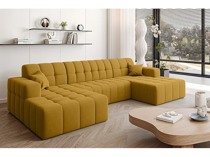 Ecksofa NIMES U-Form, Stoff Portland, Gelb