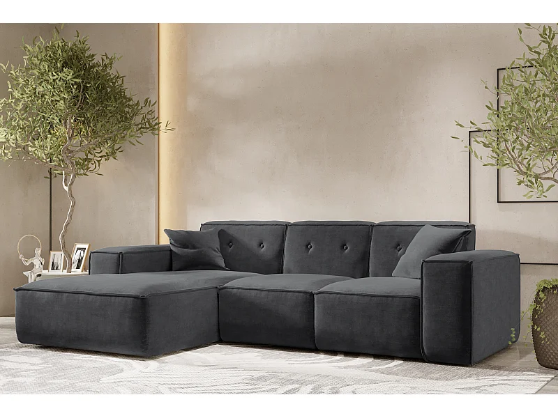 Ecksofa PULA L-Form, Stoff Perfect Harmony, Schwarz, Links