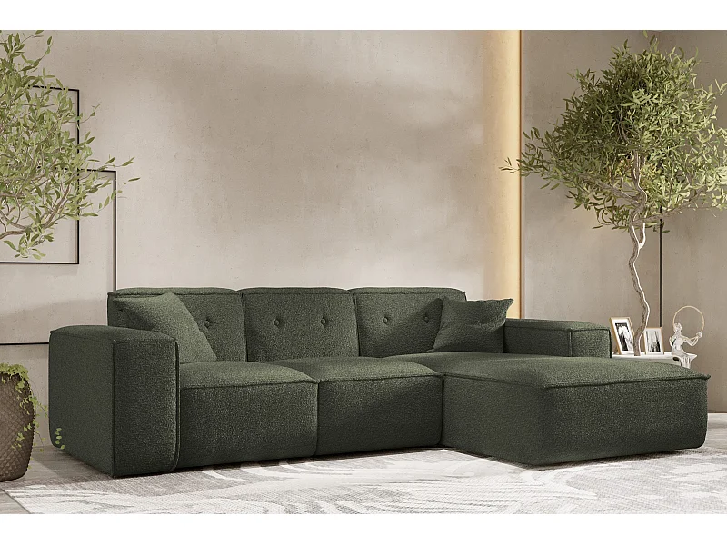 Divano angolare PULA a L, tessuto Antic, verde scuro, destra