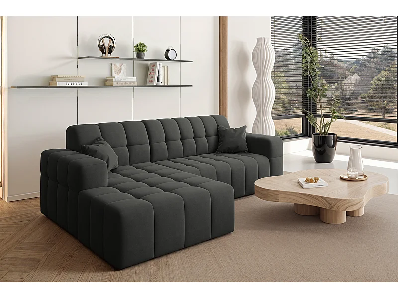 Ecksofa NIMES L-Form, Stoff Portland, Schwarz, Links
