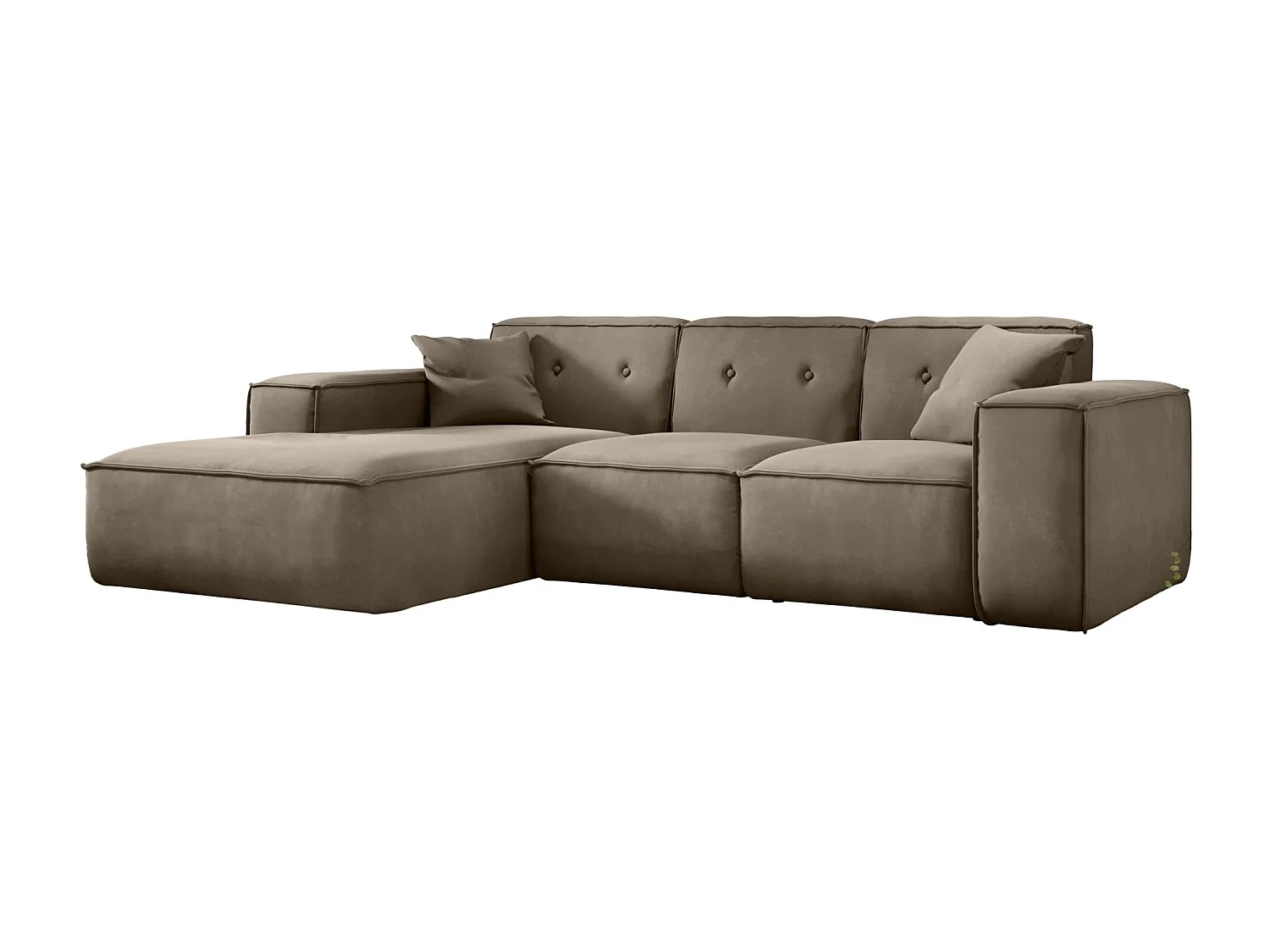 Ecksofa PULA L-Form, Stoff Opera Velvet, Braun, Links