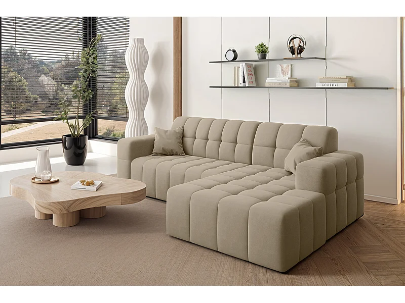 Ecksofa NIMES L-Form, Stoff Portland, Beige, Rechts