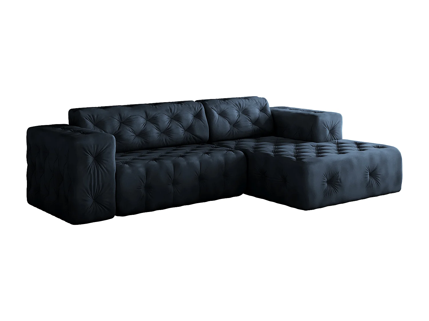 Ecksofa LUX L-Form, Stoff Whisper, Blau, Rechts