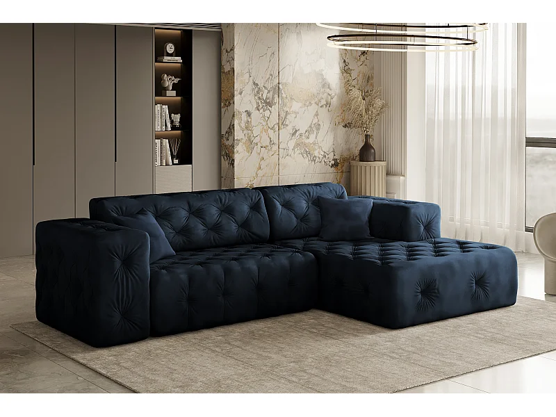 Ecksofa LUX L-Form, Stoff Whisper, Blau, Rechts