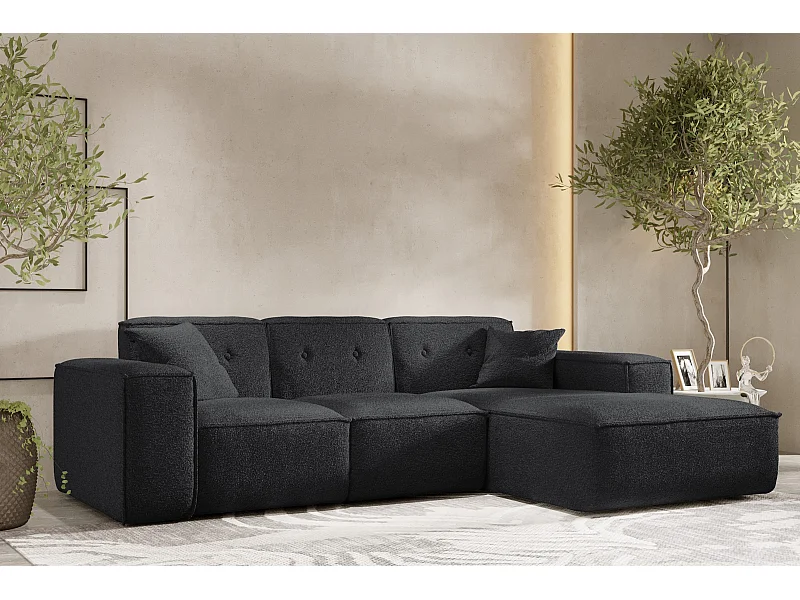 Ecksofa PULA L-Form, Stoff Antic, Schwarz, Rechts