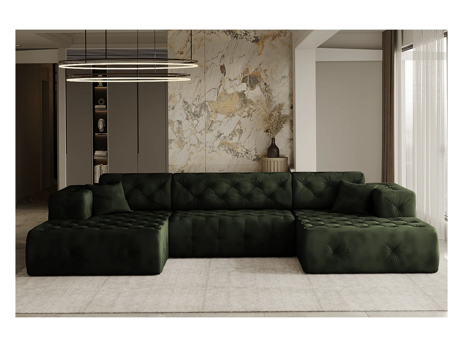 Ecksofa LUX U-Form, Stoff Whisper, Grün