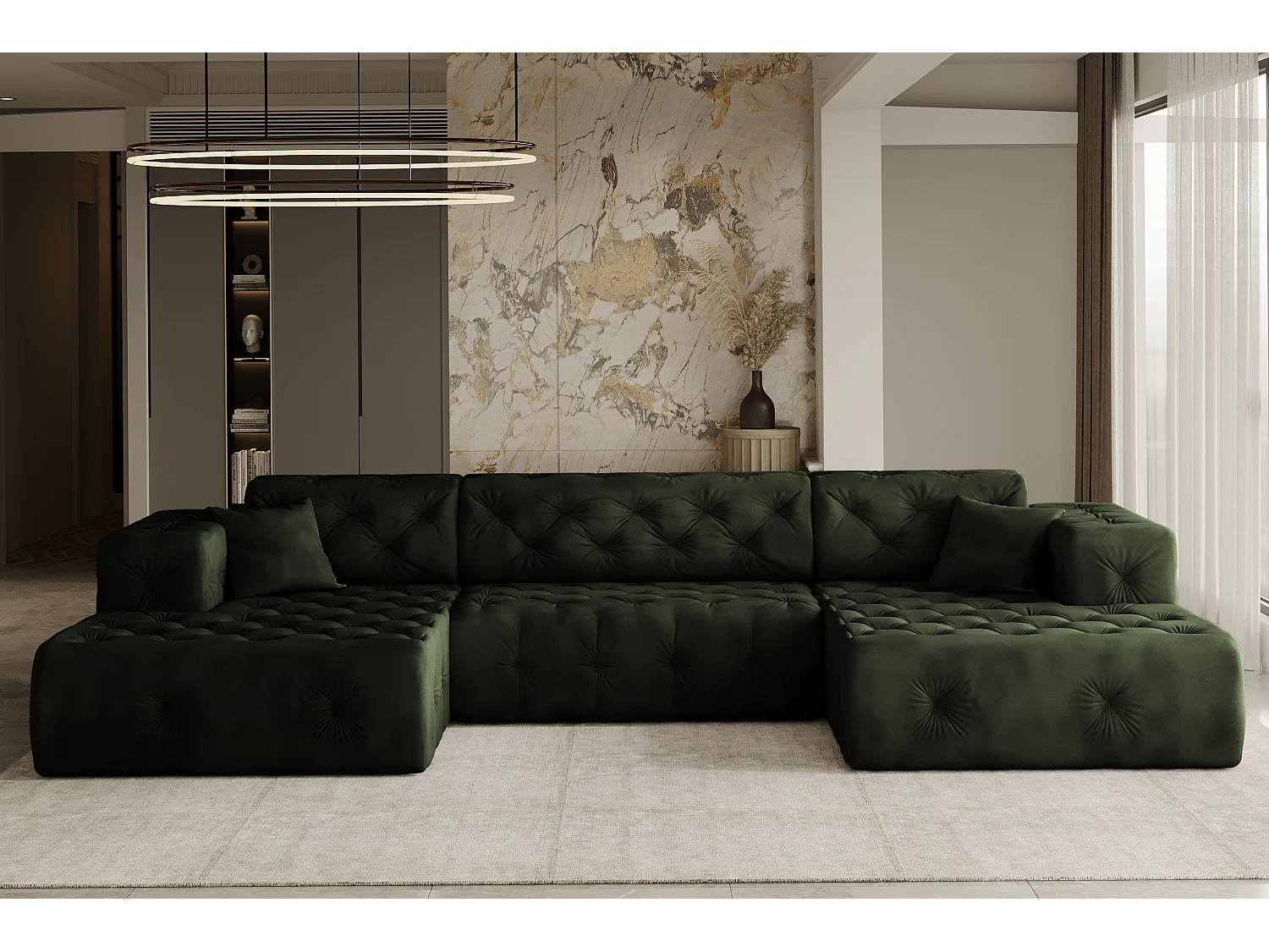Ecksofa LUX U-Form, Stoff Whisper, Grün