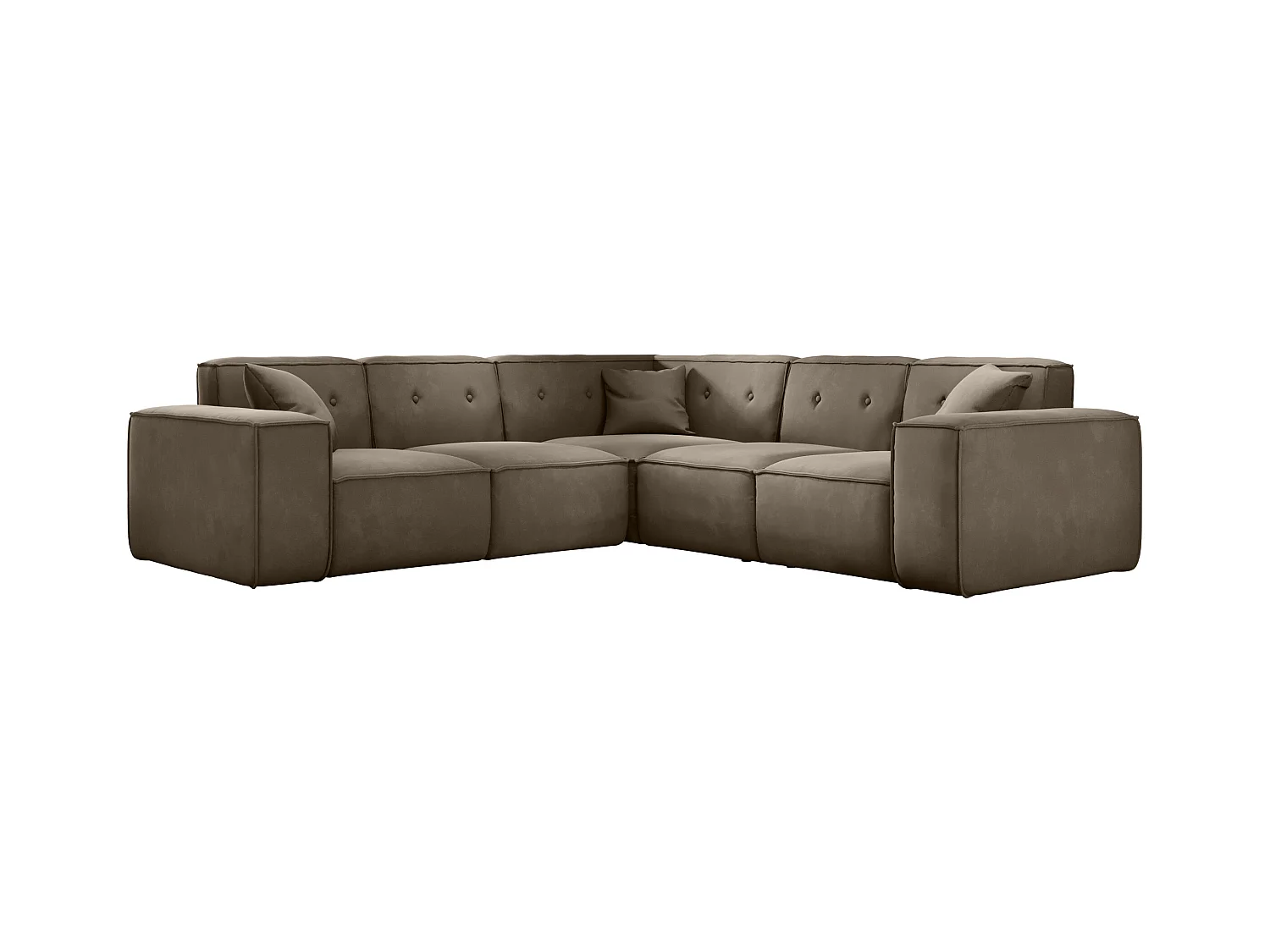 Canapé d'angle PULA, tissu Opera Velvet, marron