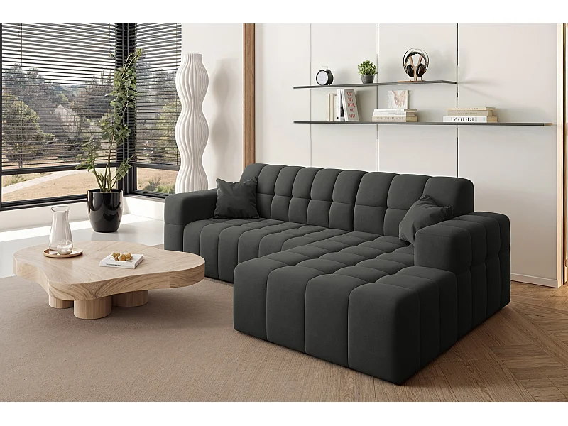 Ecksofa NIMES L-Form, Stoff Portland, Schwarz, Rechts