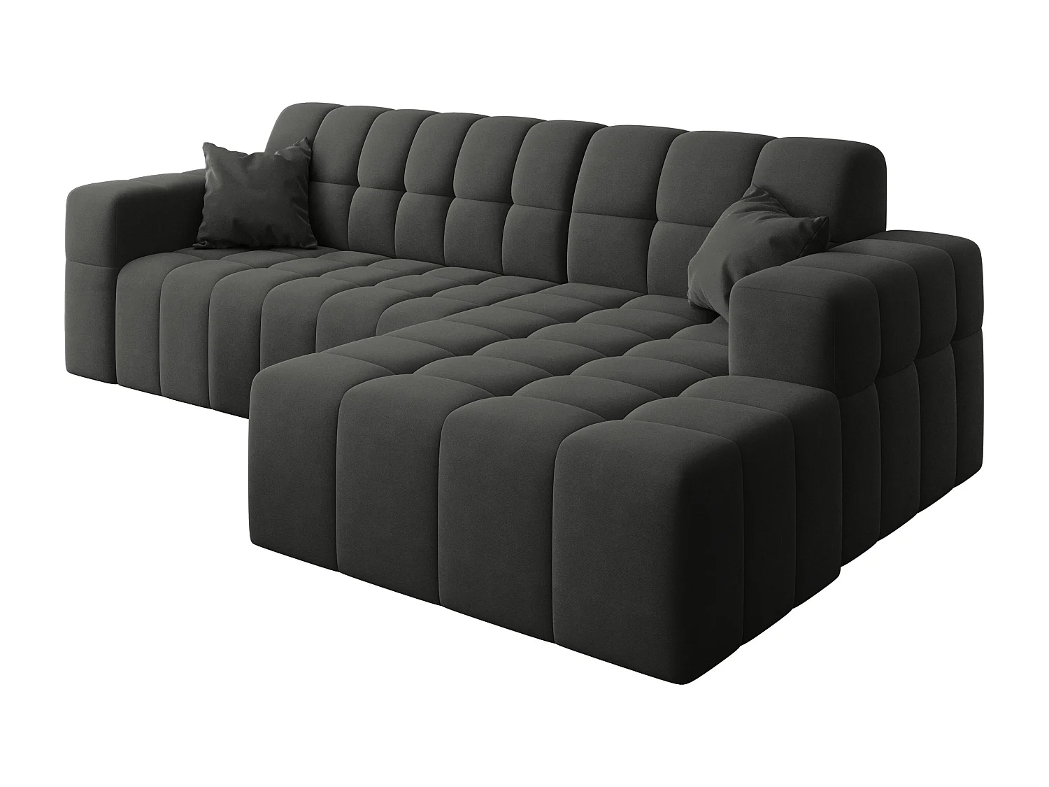 Ecksofa NIMES L-Form, Stoff Portland, Schwarz, Rechts