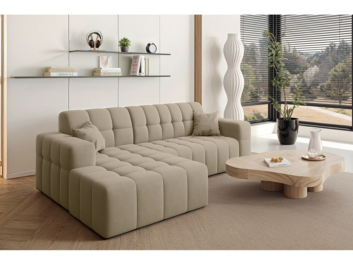 Ecksofa NIMES L-Form, Stoff Portland, Beige, Links