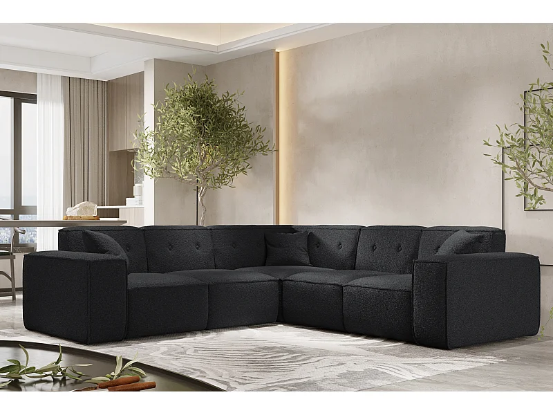 Ecksofa Corner PULA, Stoff Antic, Schwarz