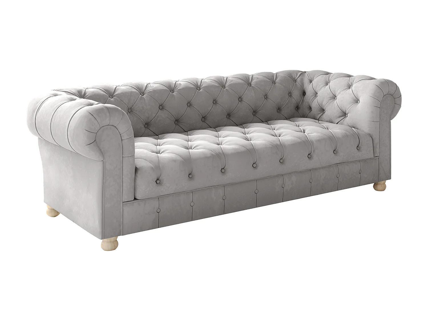 Sofa Dreisitzer CHESTERFIELD, Stoff Whisper, Silber