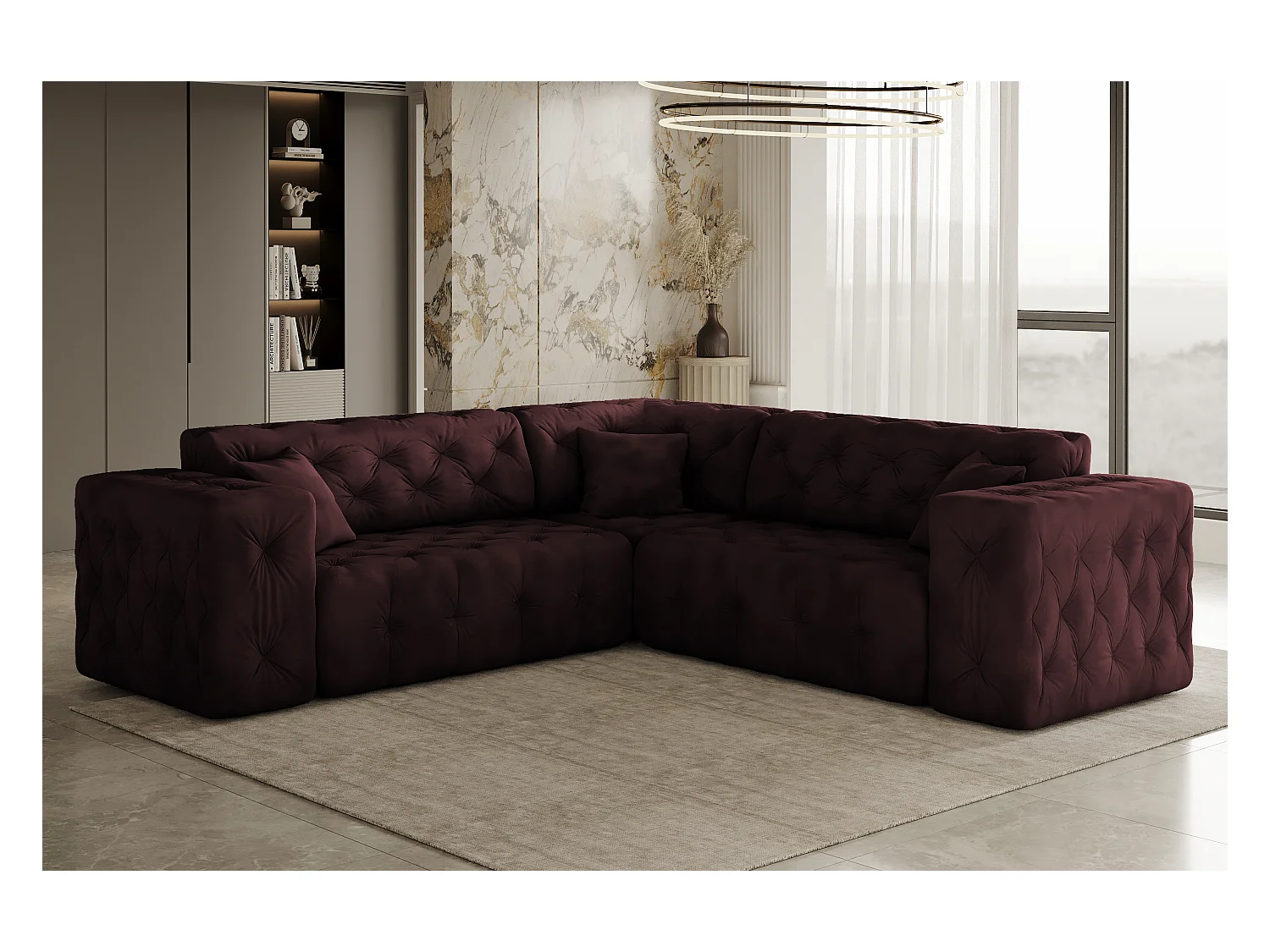 Ecksofa Corner LUX, Stoff Whisper, Rotwein