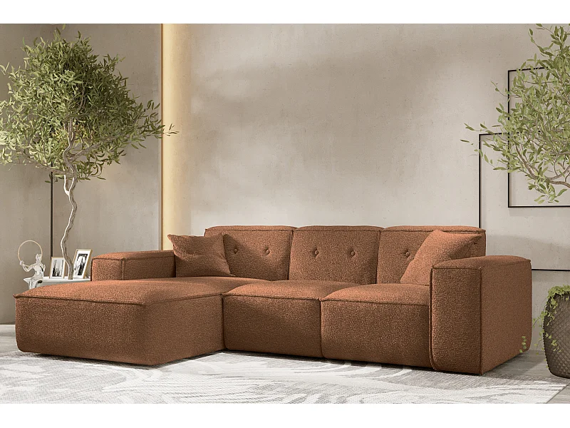 Ecksofa PULA L-Form, Stoff Antic, Ziegel, Links