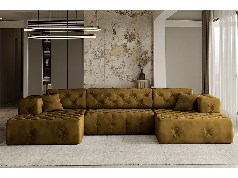 Hoekbank LUX U-vorm, stof Whisper, Golden