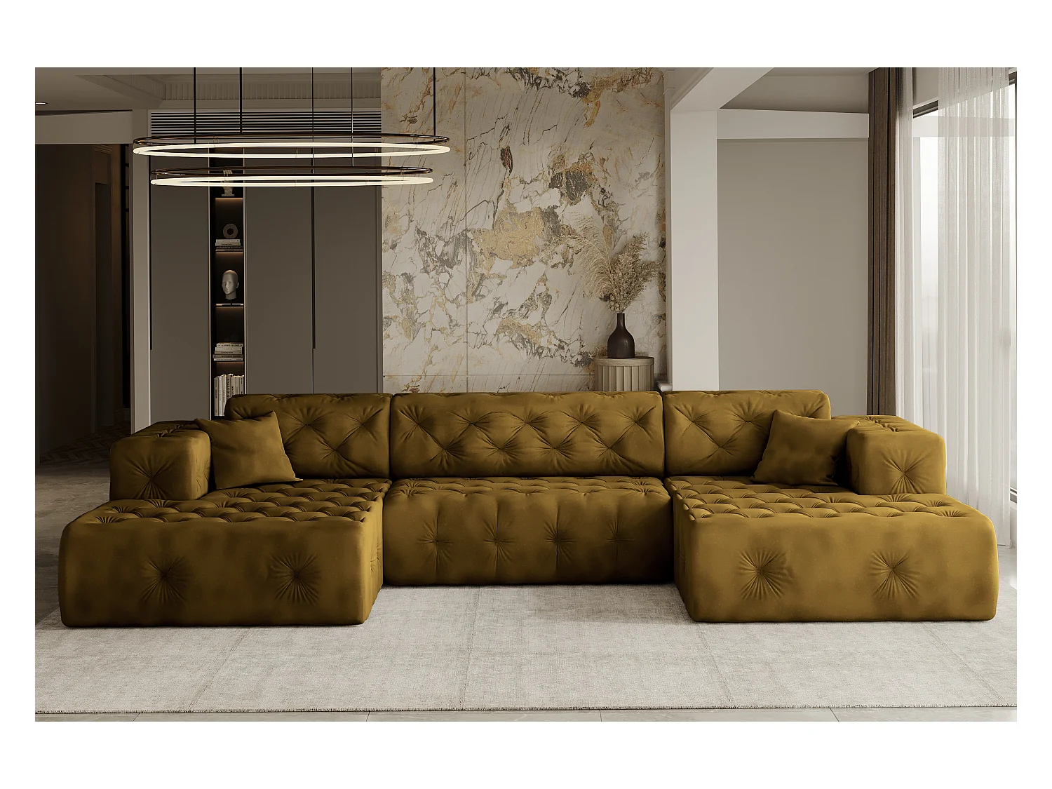 Ecksofa LUX U-Form, Stoff Whisper, Golden