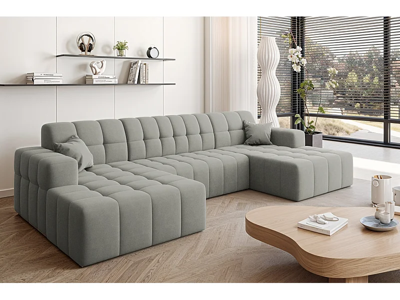 Ecksofa NIMES U-Form, Stoff Portland, Grau