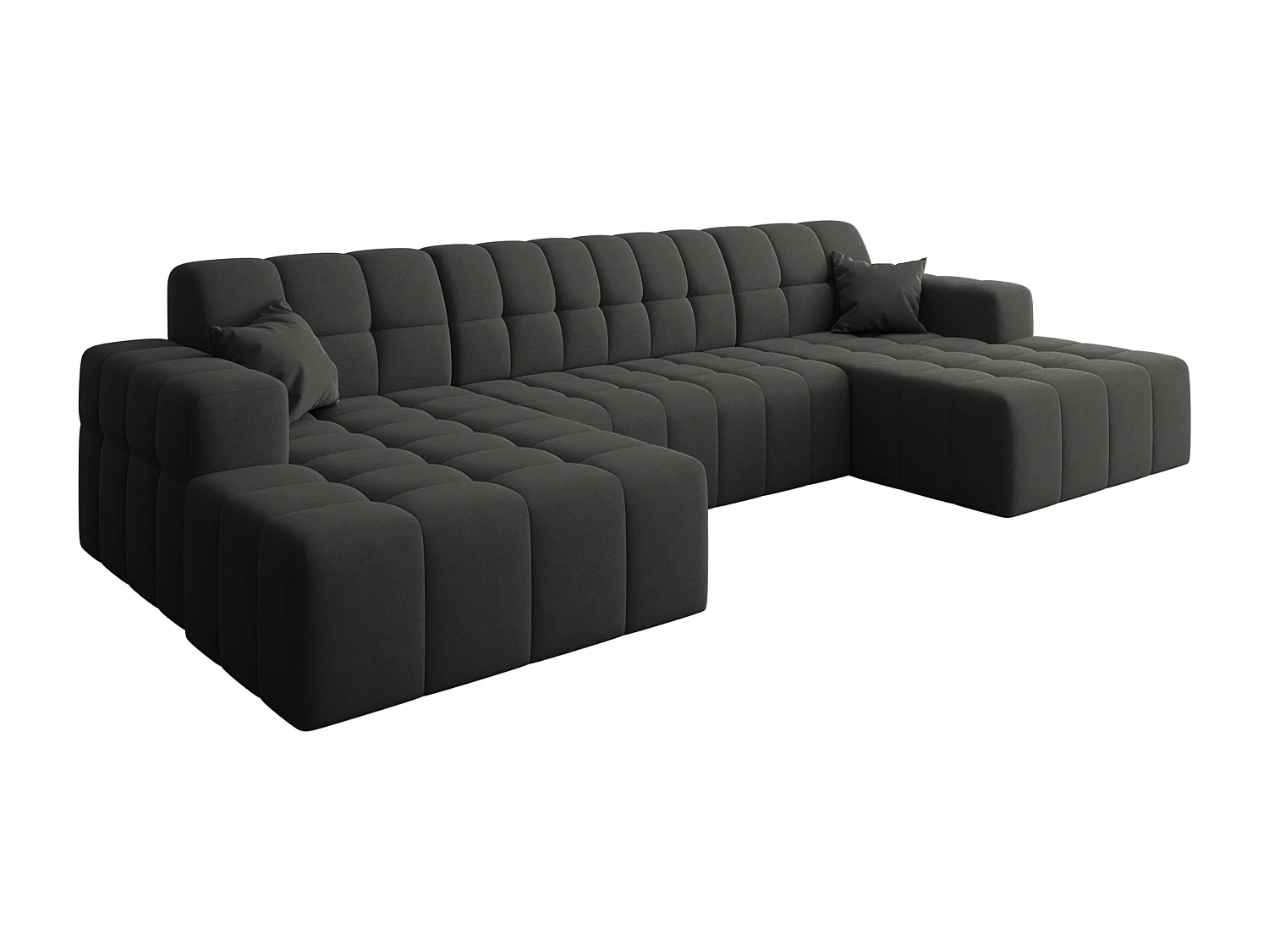 NIMES U-vormige hoekbank, stof Portland, zwart