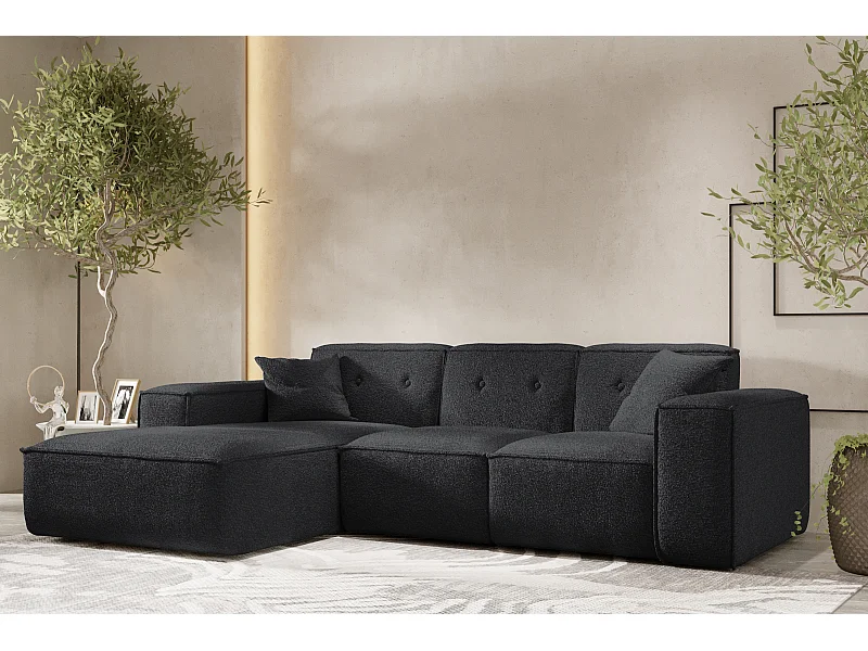 Ecksofa PULA L-Form, Stoff Antic, Schwarz, Links