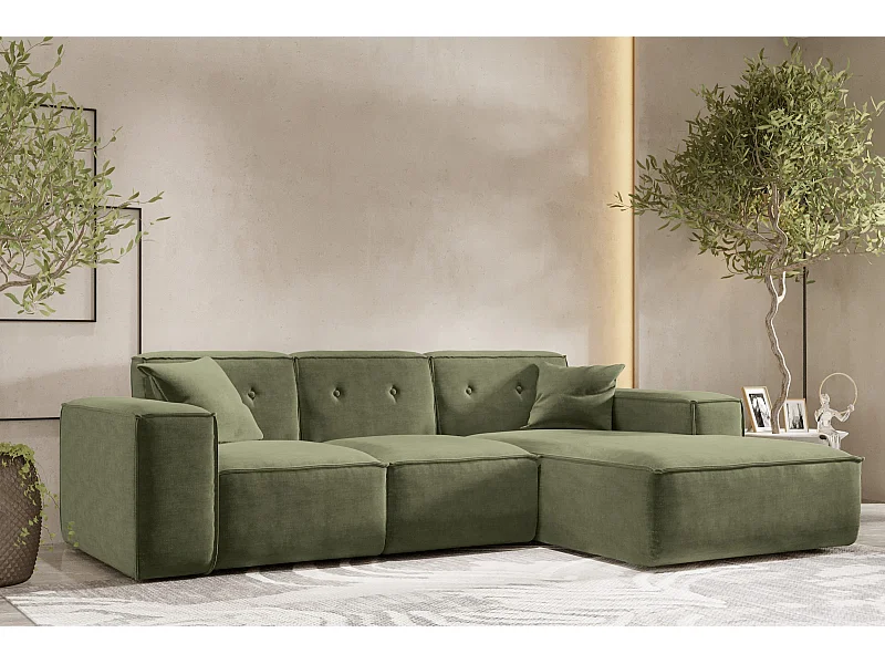 Divano angolare a L PULA, tessuto Perfect Harmony, verde, destra