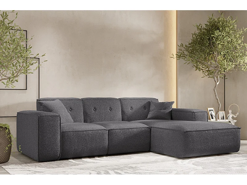 Canapé d'angle PULA en L, tissu Antic, acier, droit