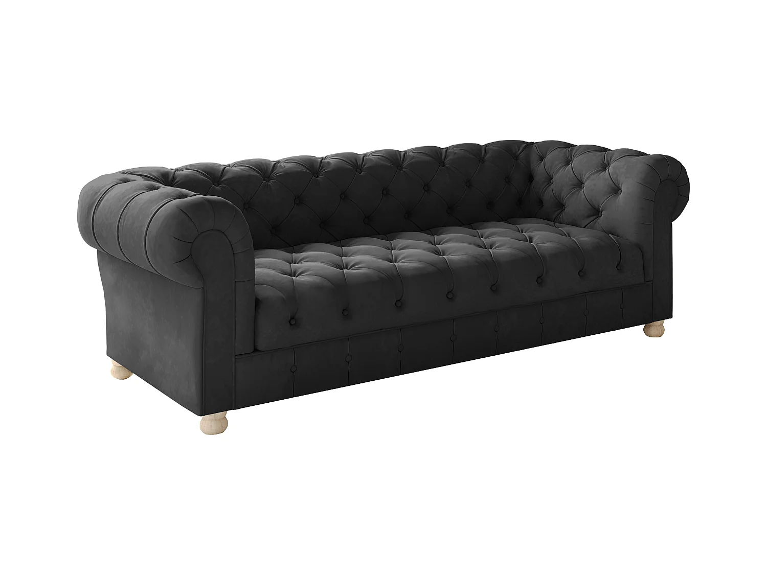 Sofa Dreisitzer CHESTERFIELD, Stoff Whisper, Graphit