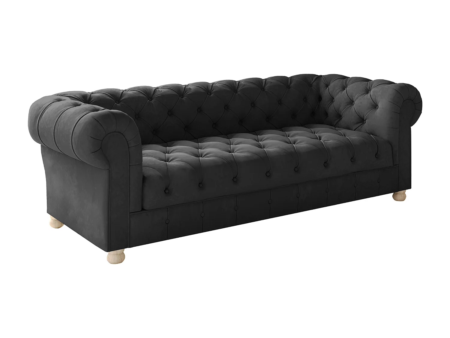 CHESTERFIELD driezitsbank, Whisper-stof, grafiet