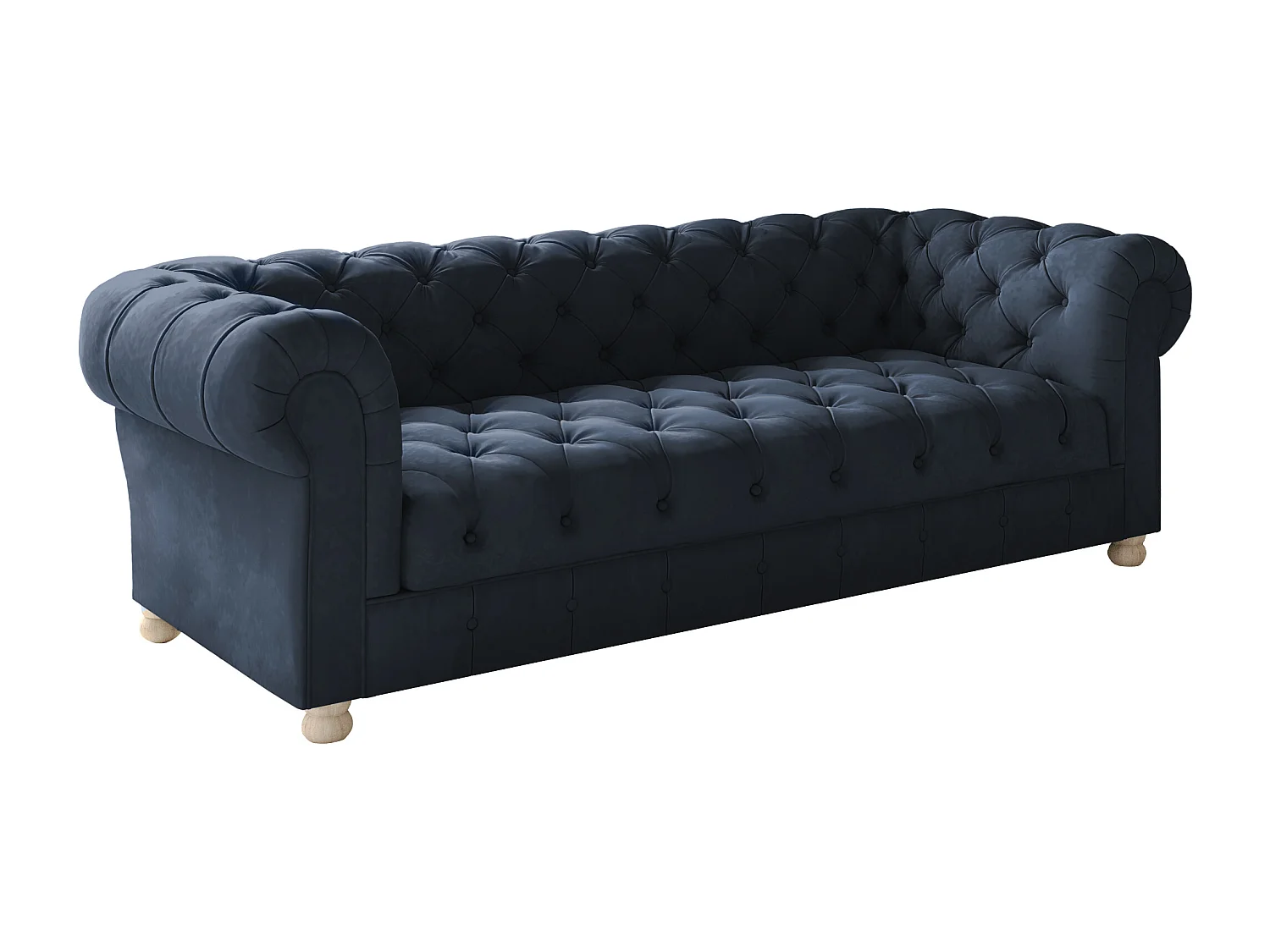 CHESTERFIELD driezitsbank, Whisper-stof, blauw