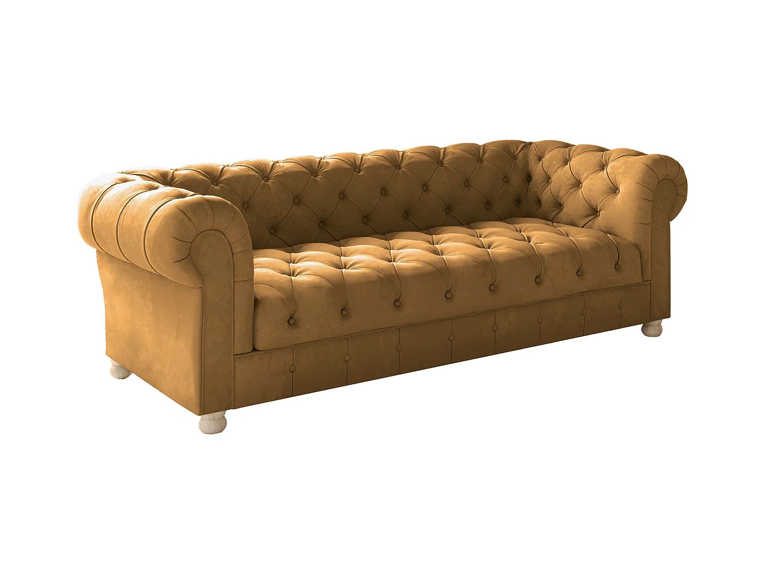 Sofa Dreisitzer CHESTERFIELD, Stoff Whisper, Golden