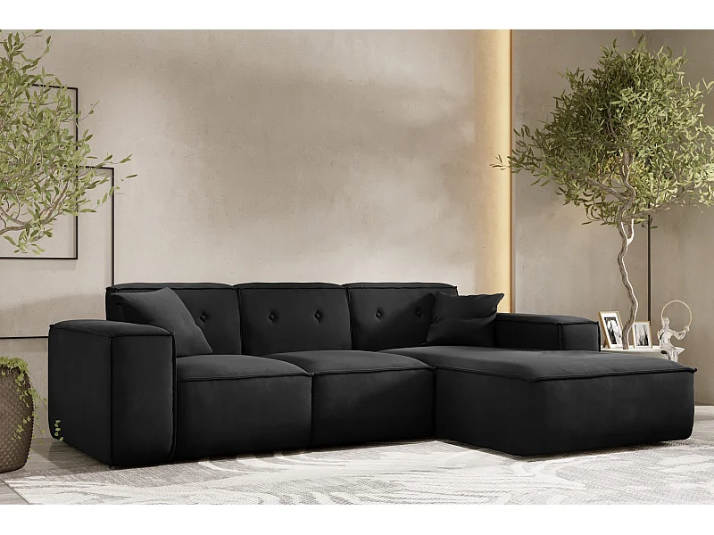 Ecksofa PULA L-Form, Stoff Opera Velvet, Schwarz, Rechts