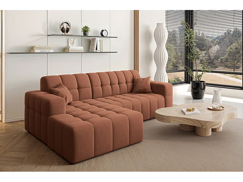 Ecksofa NIMES L-Form, Stoff Portland, Kupfer, Links