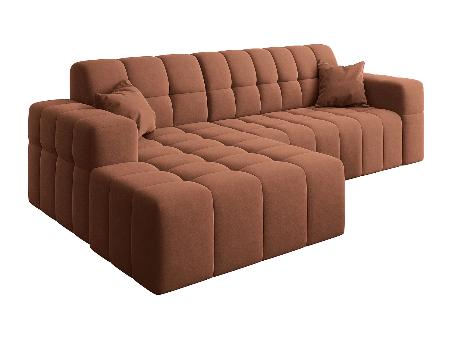 Ecksofa NIMES L-Form, Stoff Portland, Kupfer, Links