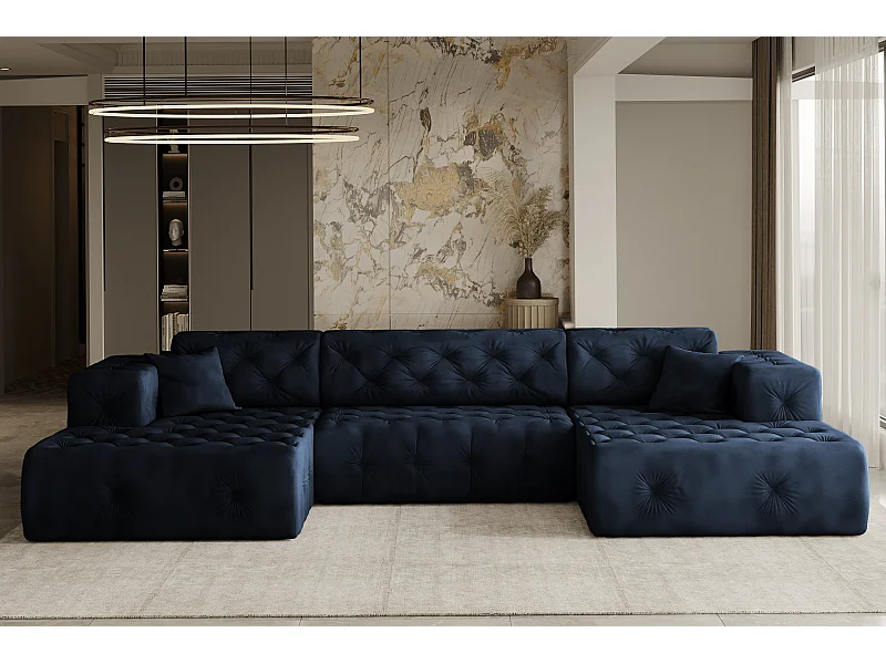 Ecksofa LUX U-Form, Stoff Whisper, Blau