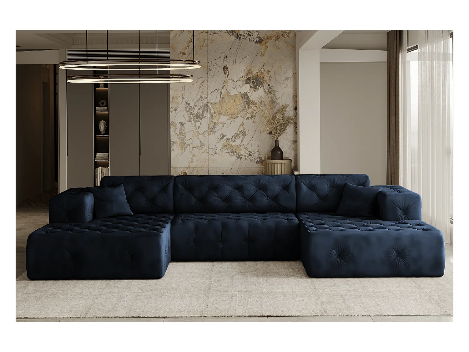 Ecksofa LUX U-Form, Stoff Whisper, Blau