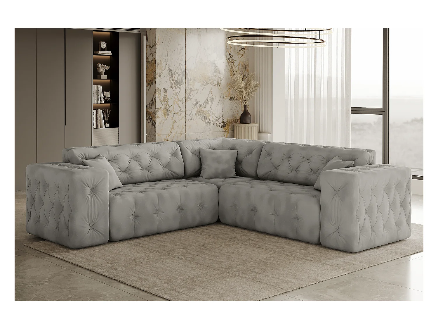 Ecksofa Corner LUX, Stoff Whisper, Silber