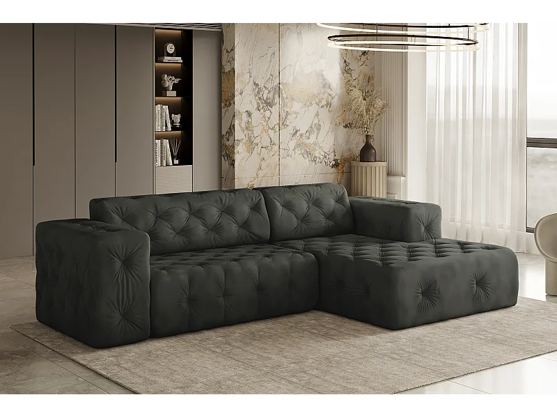 Hoekbank LUX L-vorm, stof Whisper, grafiet, rechts