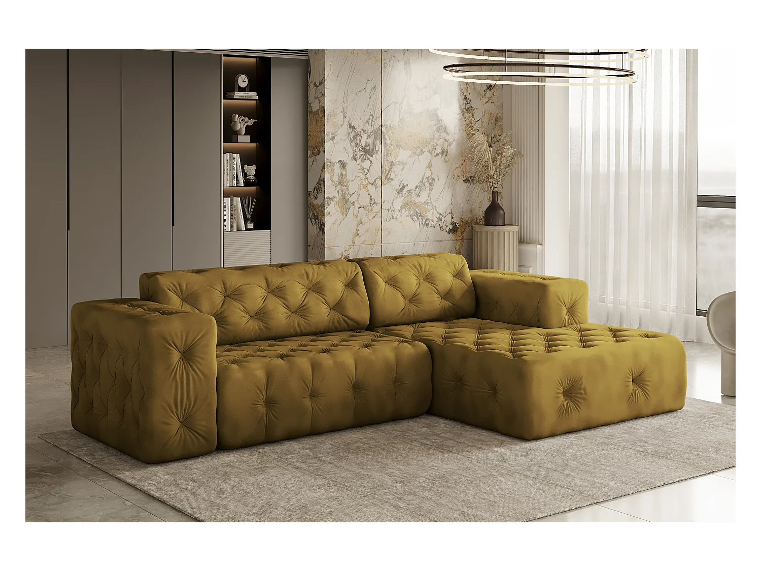 Ecksofa LUX L-Form, Stoff Whisper, Golden, Rechts