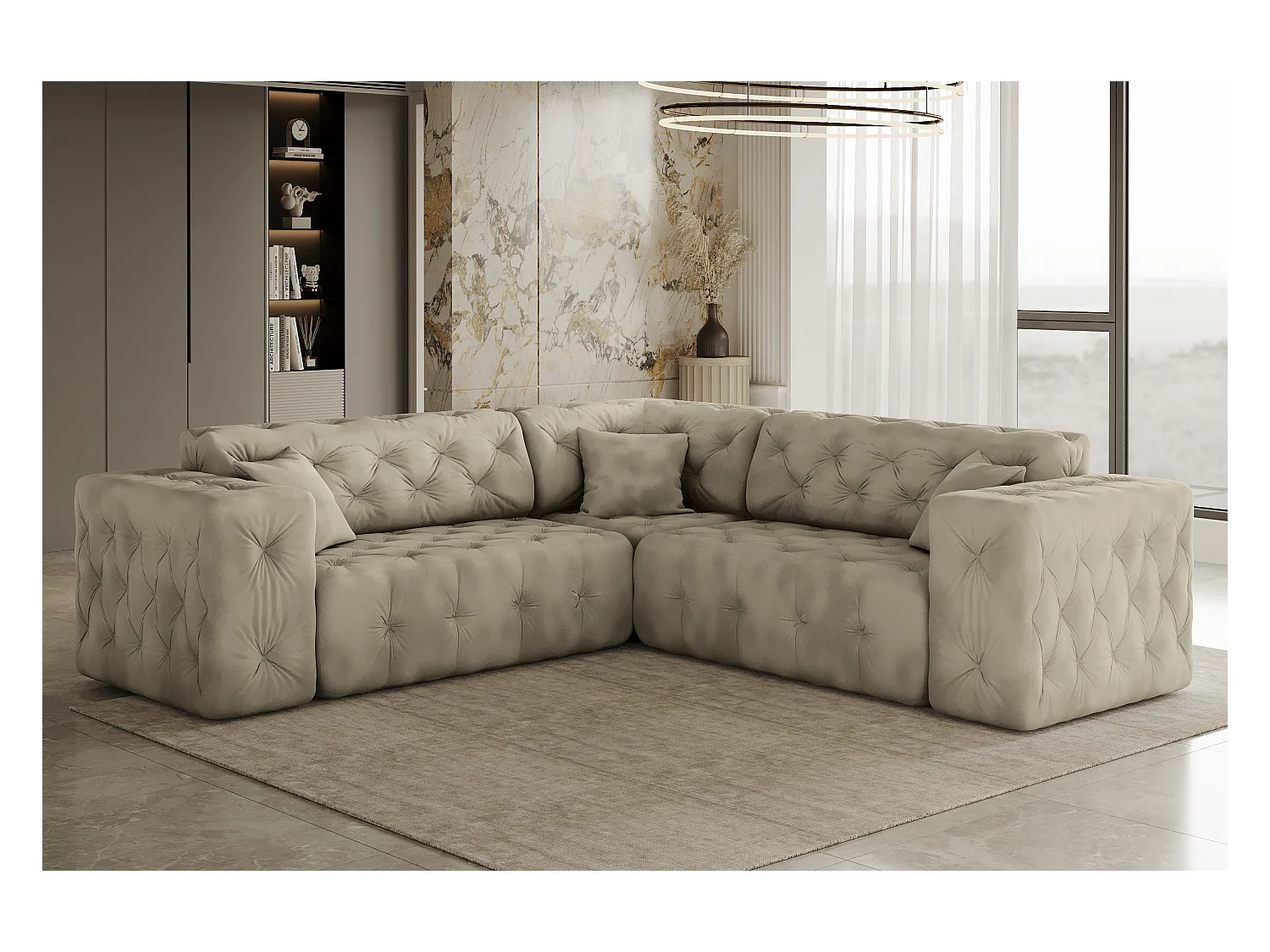 Ecksofa Corner LUX, Stoff Whisper, Creme