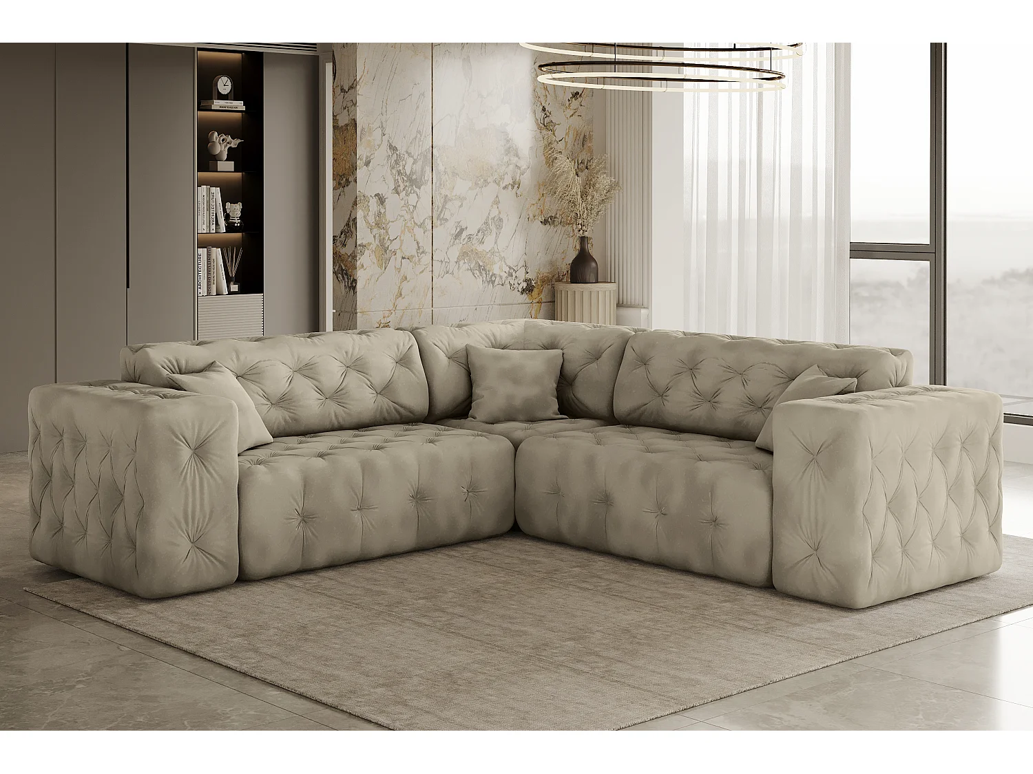Ecksofa Corner LUX, Stoff Whisper, Creme