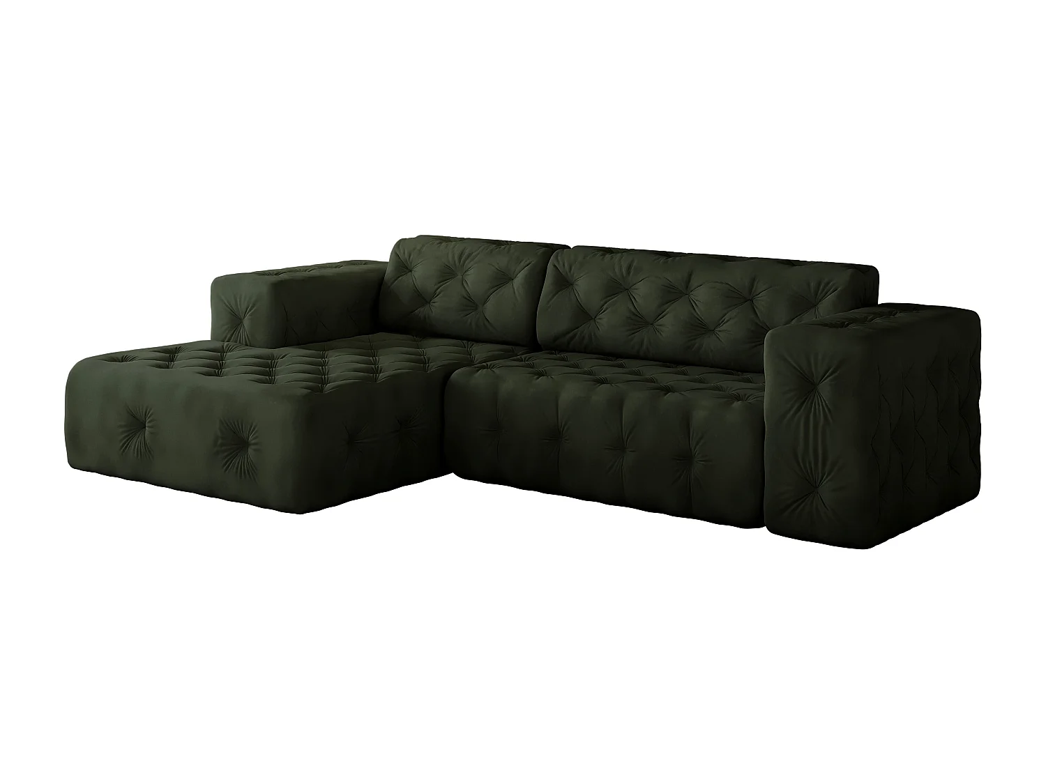Ecksofa LUX L-Form, Stoff Whisper, Grün, Links