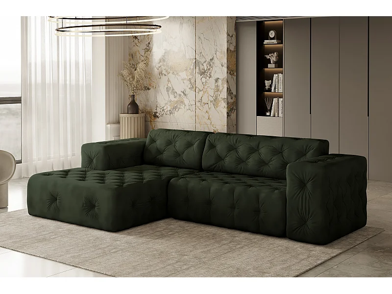 Ecksofa LUX L-Form, Stoff Whisper, Grün, Links