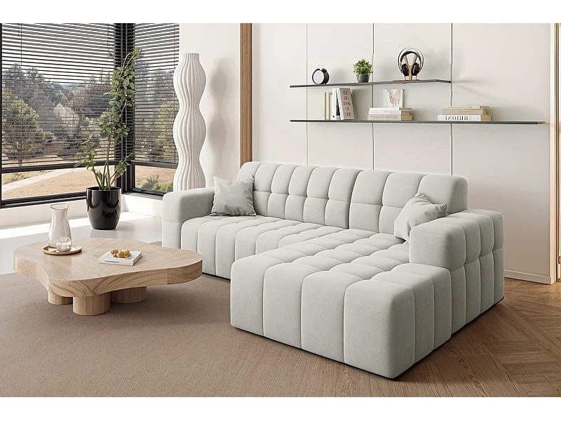 Ecksofa NIMES L-Form, Stoff Portland, Weiss, Rechts
